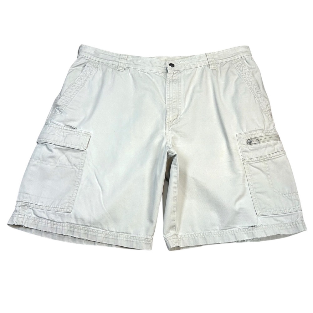 VTG Columbia Cargo Shorts Mens 36 Tan Cotton Twill Utility XM4119 Outdoor Hiking